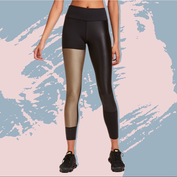 Alala Pants - Alala Black & Bronze Coated Patwork Leggings